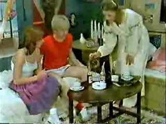 Brother&,#039,s ally and girlfriend playing to the doctor when mama  comes-Retro